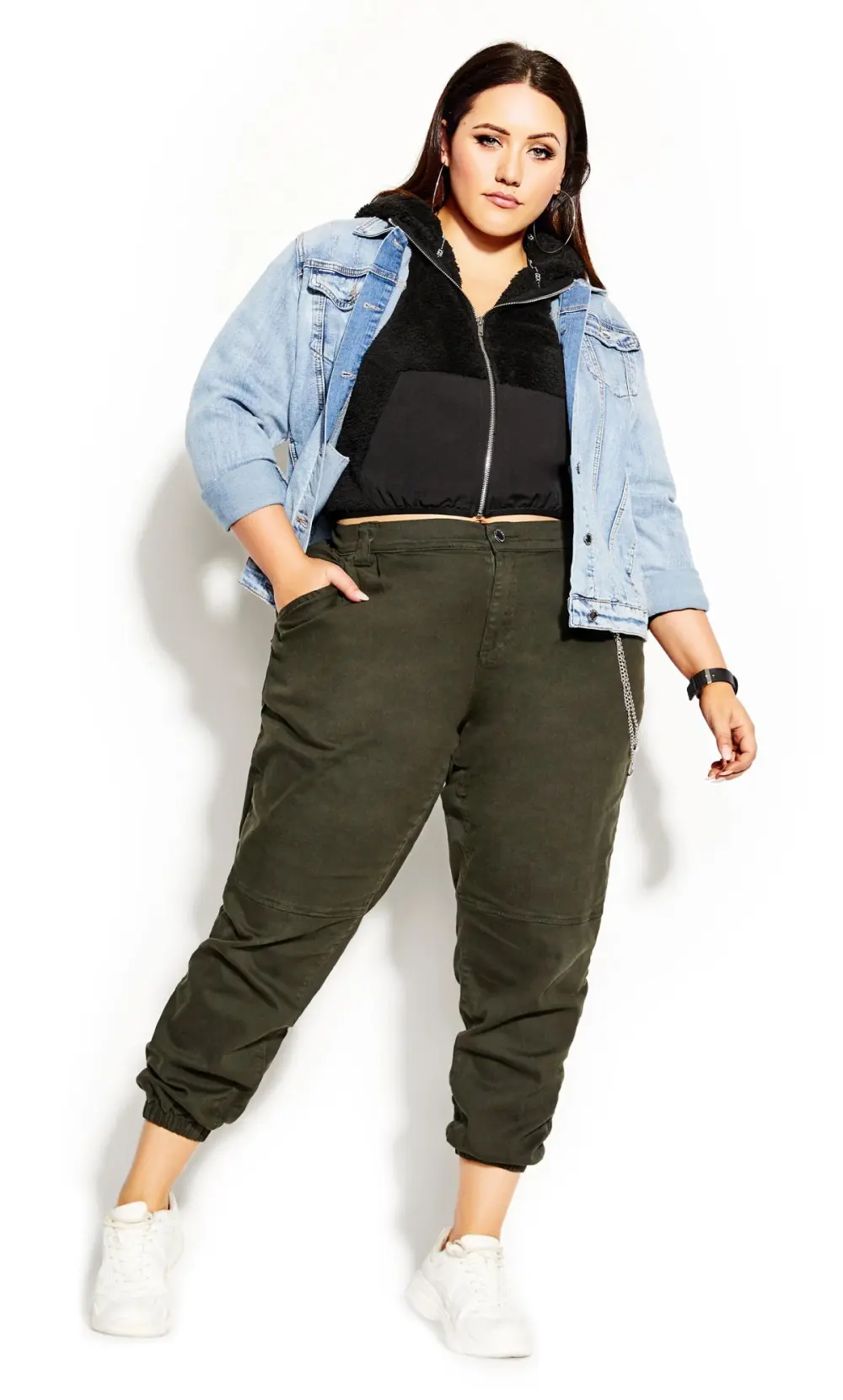 Evans Black Crop Teddy Jacket