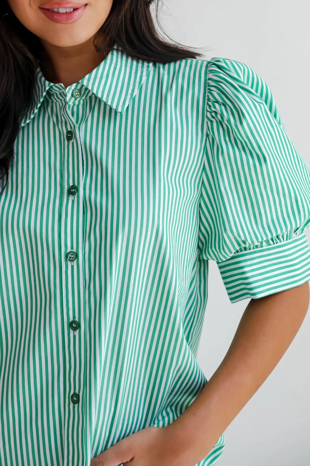Authentic Sweetness Green Striped Blouse