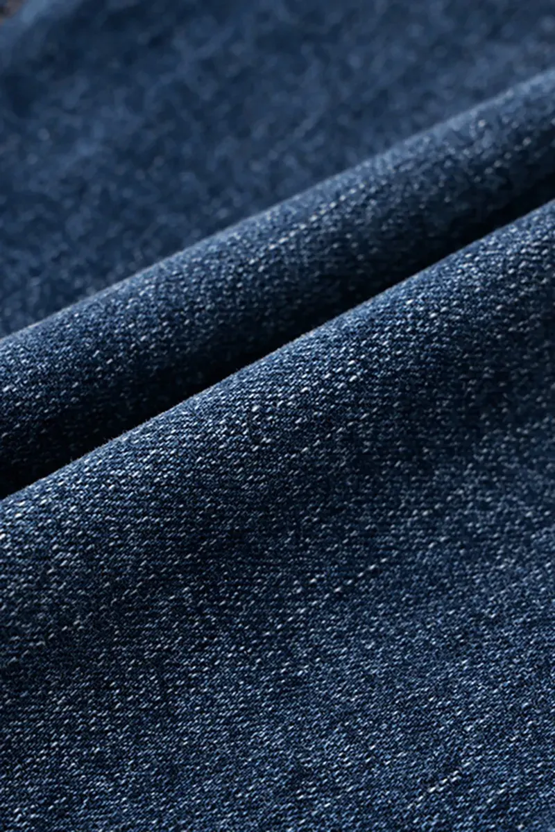 Button Fly Mid Waist Straight Leg Jeans