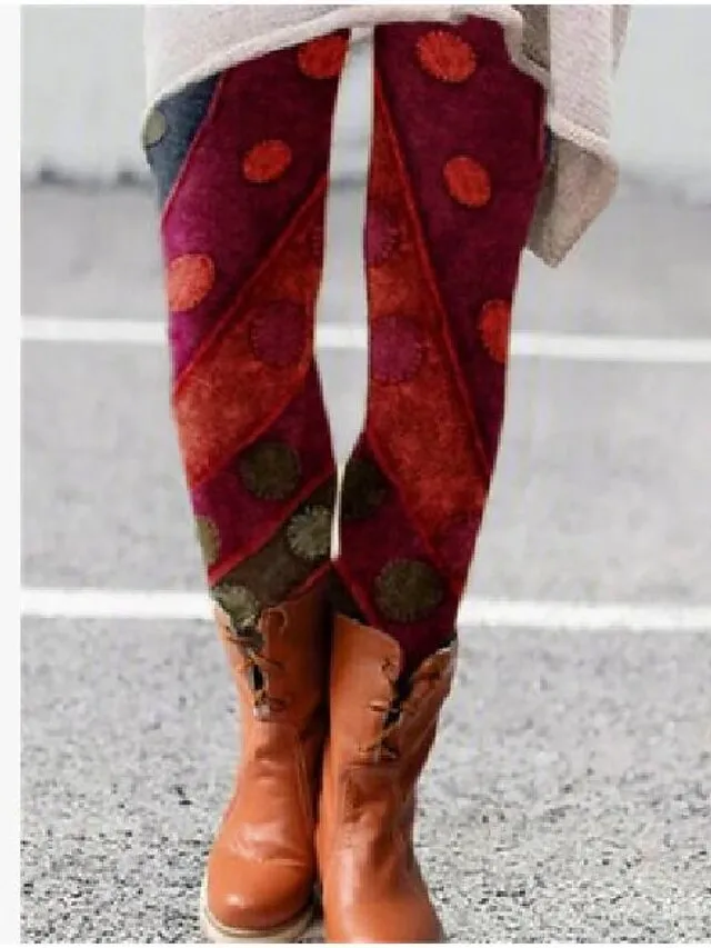 Women's Fleece Lined Leggings Warm Full Length Winter Leggings Print High Elasticity Mid Waist Fashion Designer Halloween Daily 1 2 S M Winter