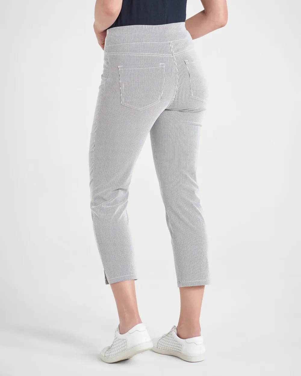 Striped Ankle Length Stretch Pants