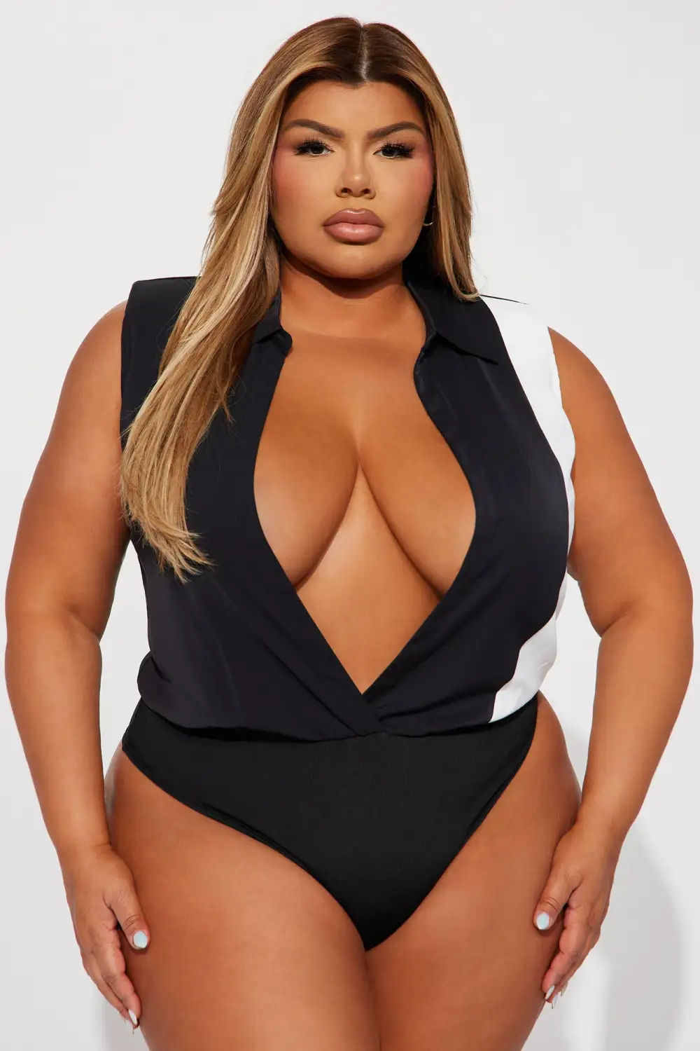 I Mean Business Bodysuit - Black/White