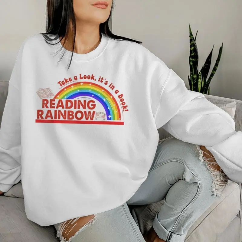 Retro Rainbow Take A Look It's In A Book Reading Bookworm Women Sweatshirt