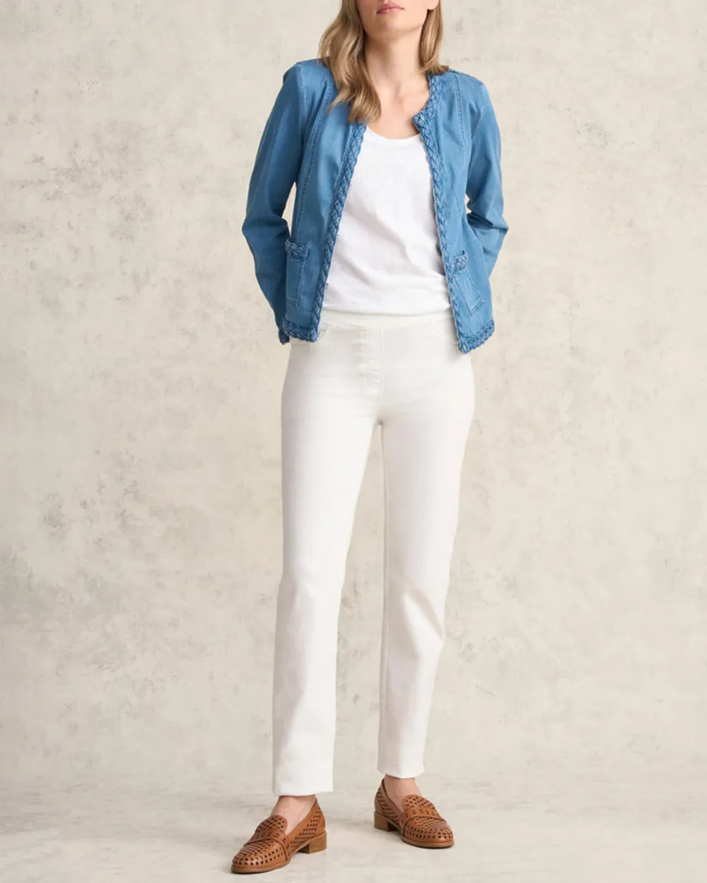 Braid Trim Denim Jacket - Aged Indigo