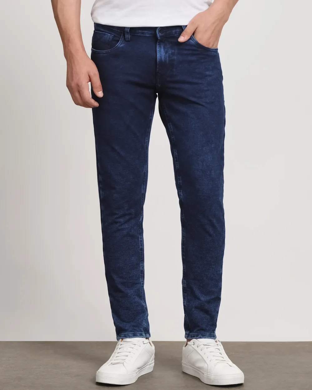 Classic Versatile And Comfortable Straight Dark Indigo Blue Jeans