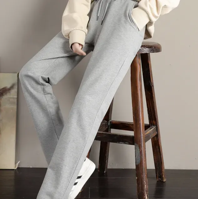 Casual Plain Pockets Lace-Up Sweatpants & Joggers