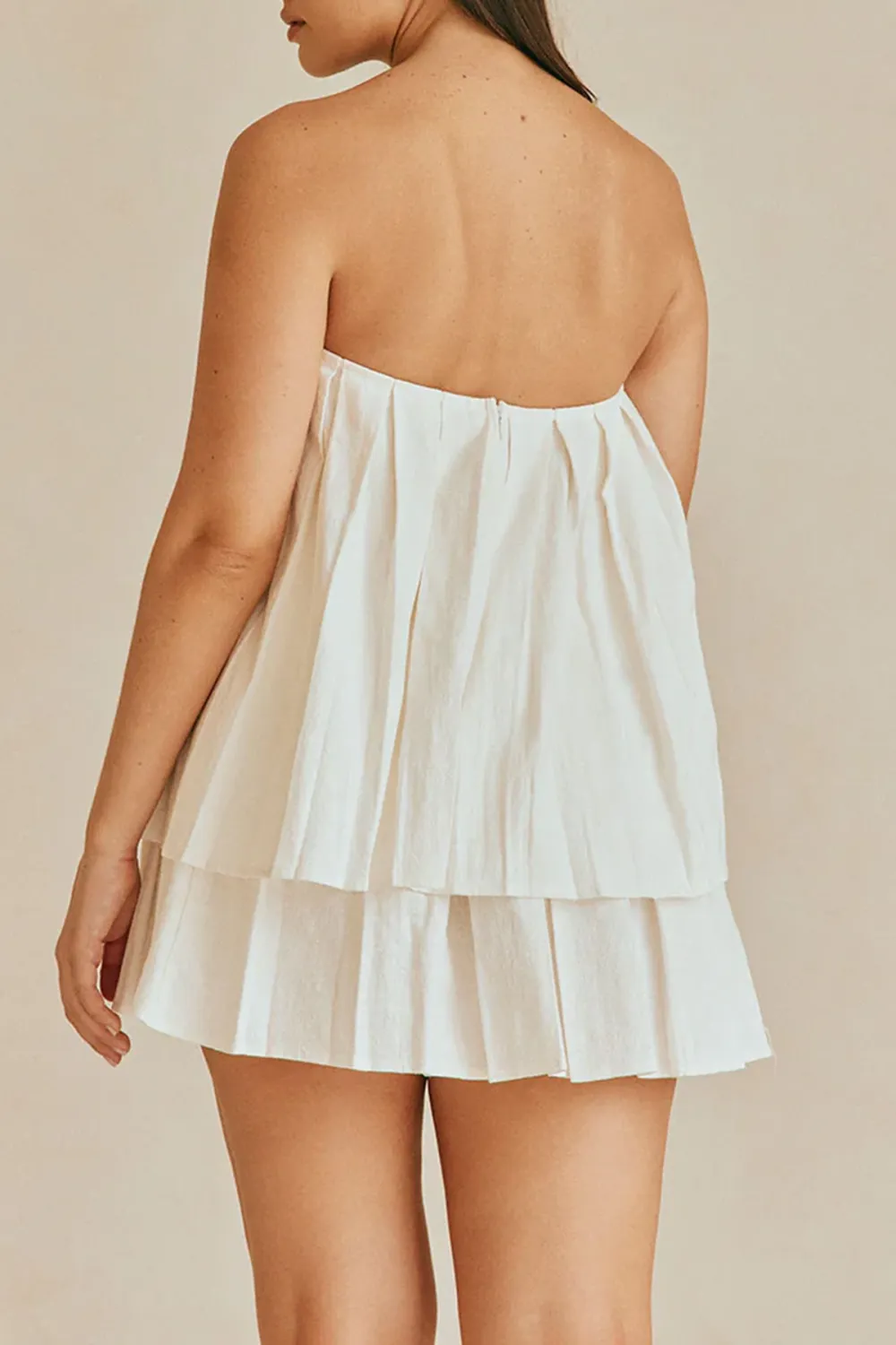 Cotton Pleated Mini Skirt