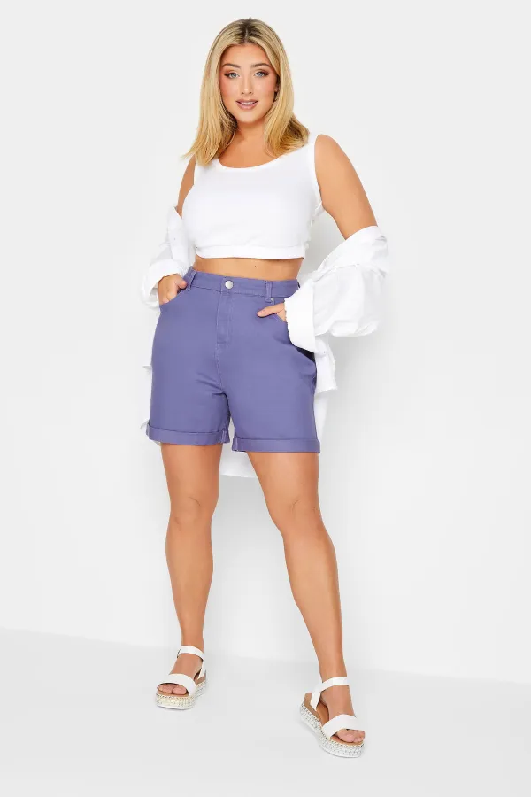 YOURS Curve Purple MOM Denim Shorts
