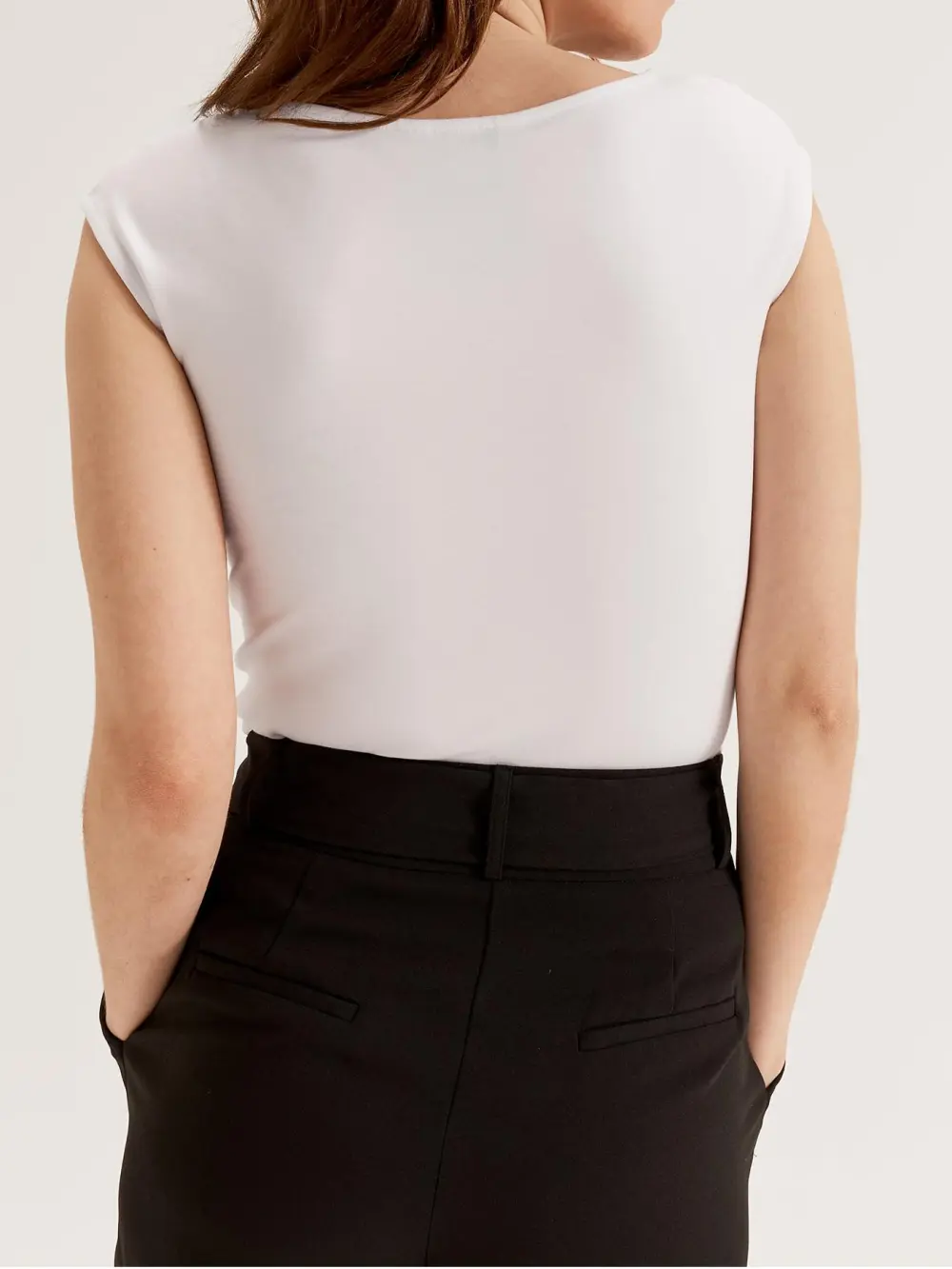 White Basic Boat Neck Top