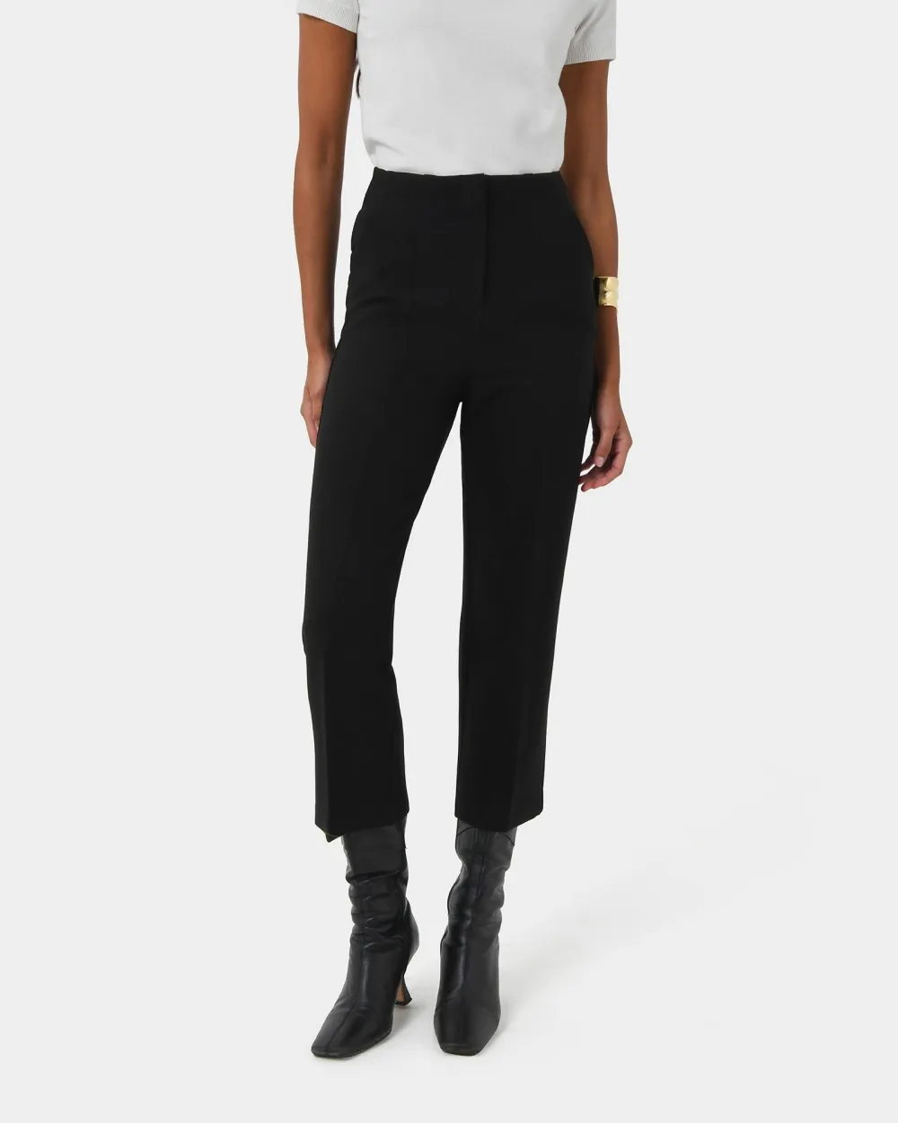 Tailored Crop High Waisted Pants -Black