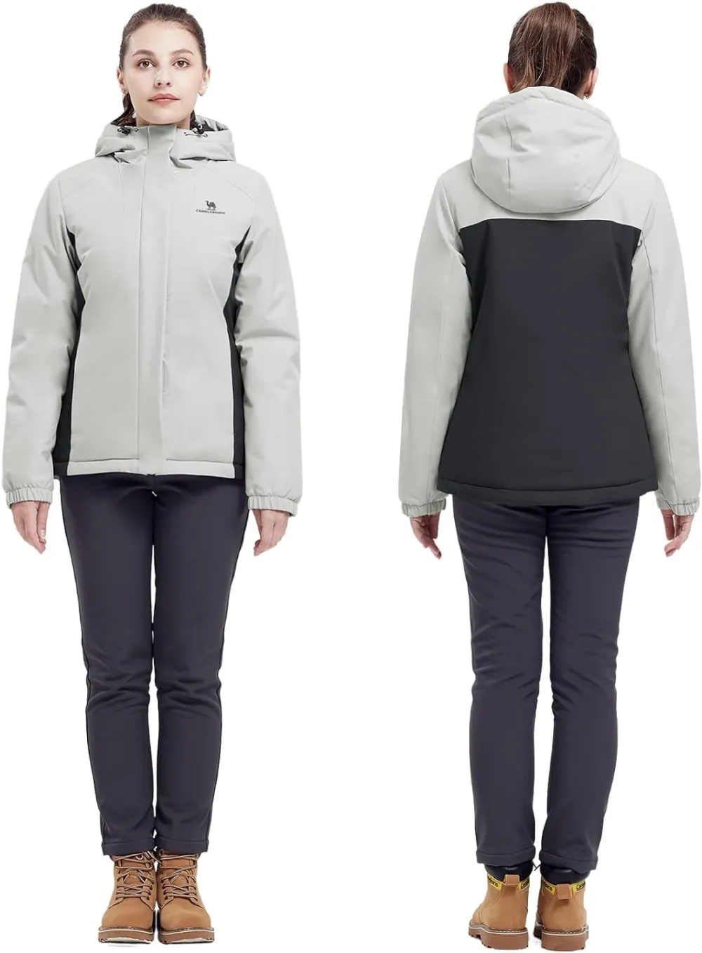 Women's Waterproof Mountain Ski Snow Jacket with Fleece Outdoor Windproof Raincoat Hooded for Fall and Winter