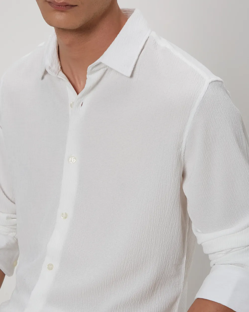 Simple And Soft Slim-Fit Breathable White Shirt