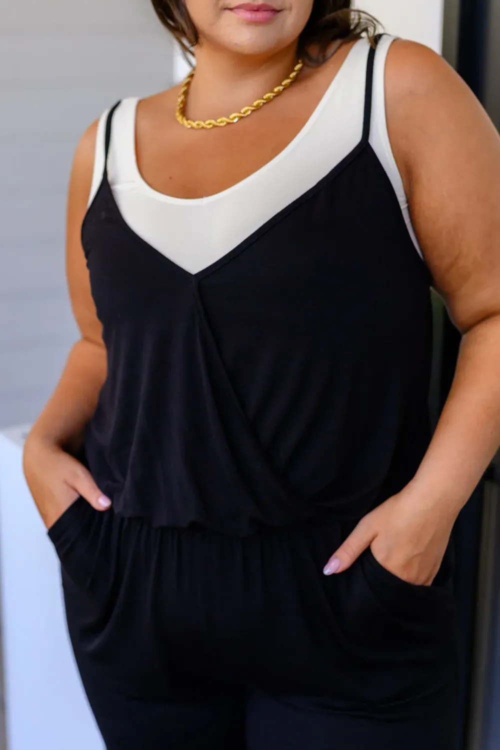 Black Classic Simple Versatile Breathable Jumpsuit