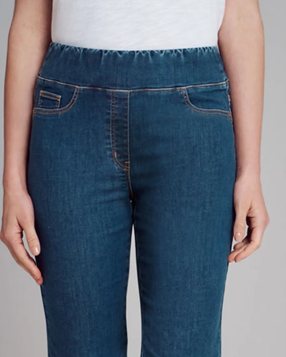 Roll Cuff Denim Knee Length Shorts