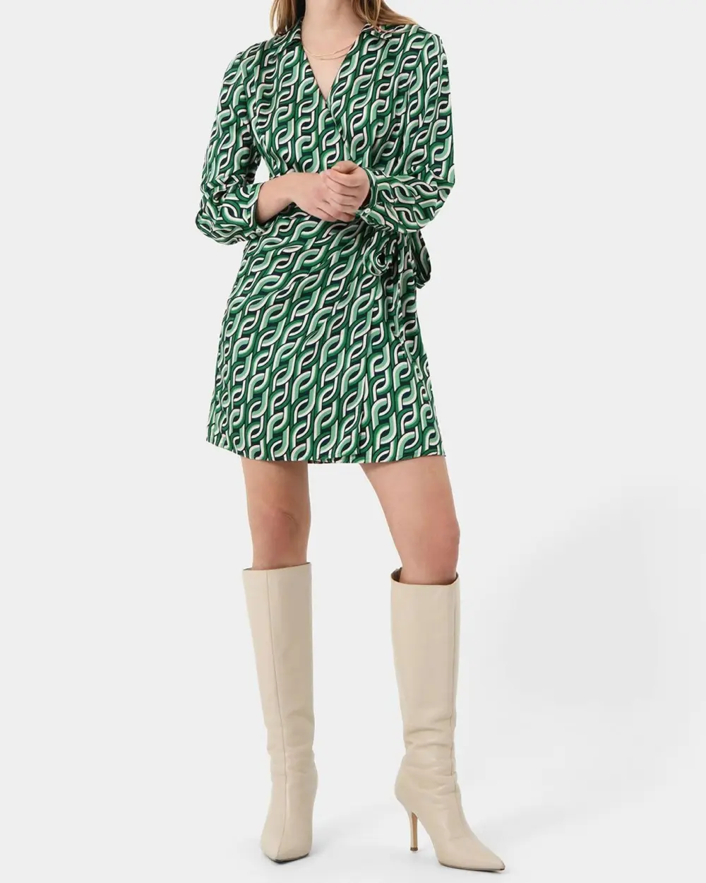 Contemporary Printed Mini Wrap Dress