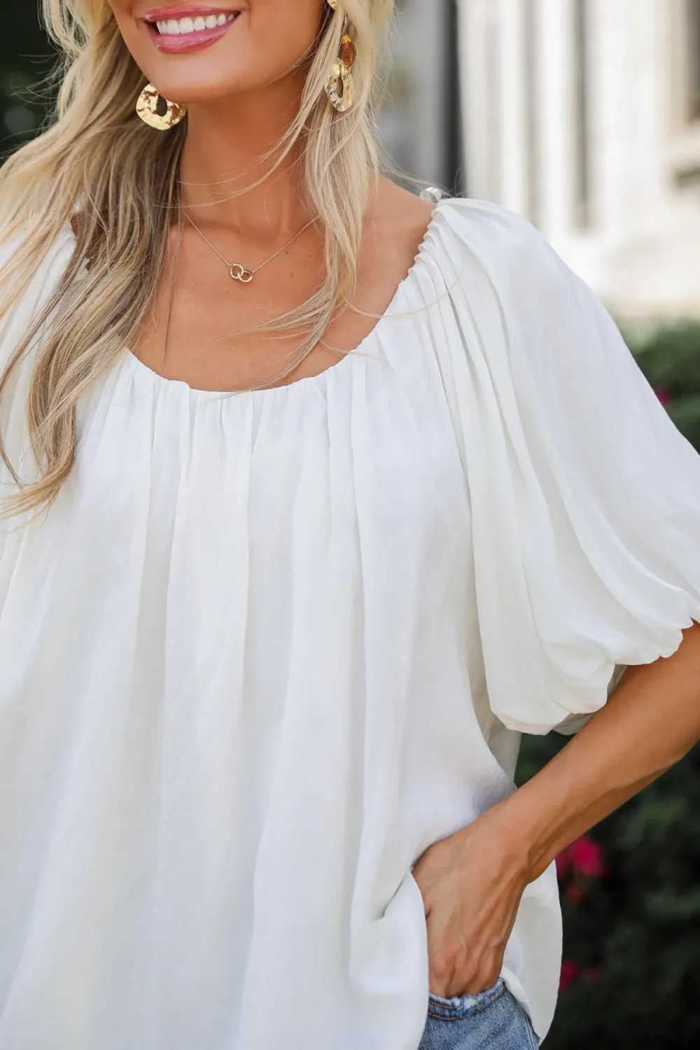 Classic Moment Off White Puff Sleeve Blouse