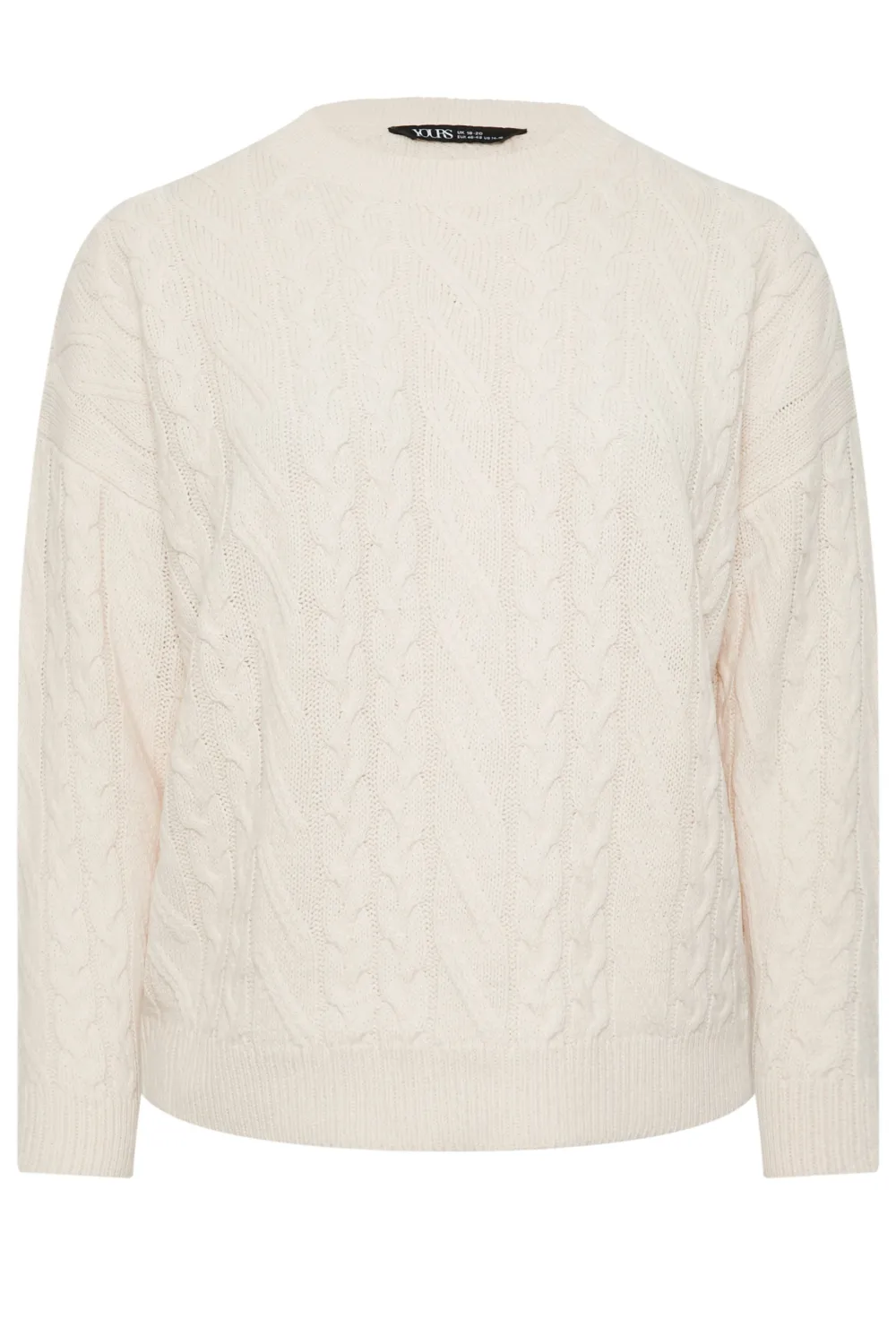 YOURS Curve White Cable Knitted Jumper