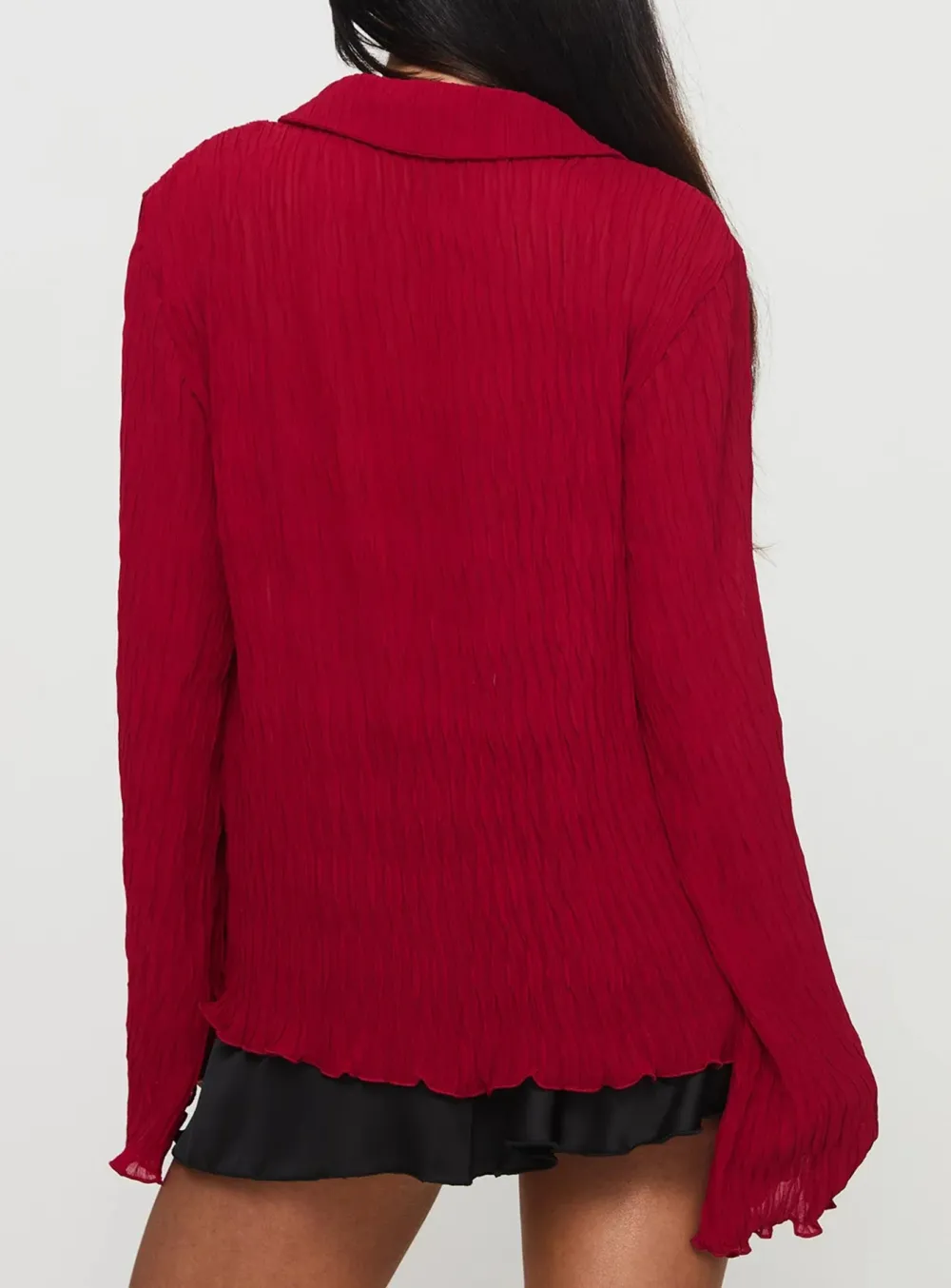 Black Textured Wrap Front Shirt