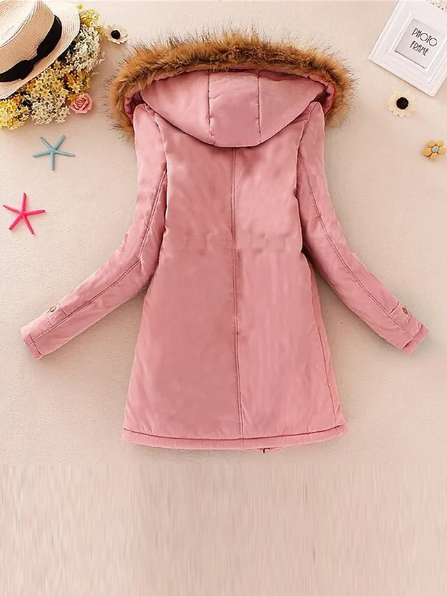 Women's Winter Coat Fleece Lined Parka Thermal Warm Windproof Puffer Jacket with Pocket Hooded Heated Jacket Fall Outerwear Drawstring Outdoor Street Fashion Casual Outerwear