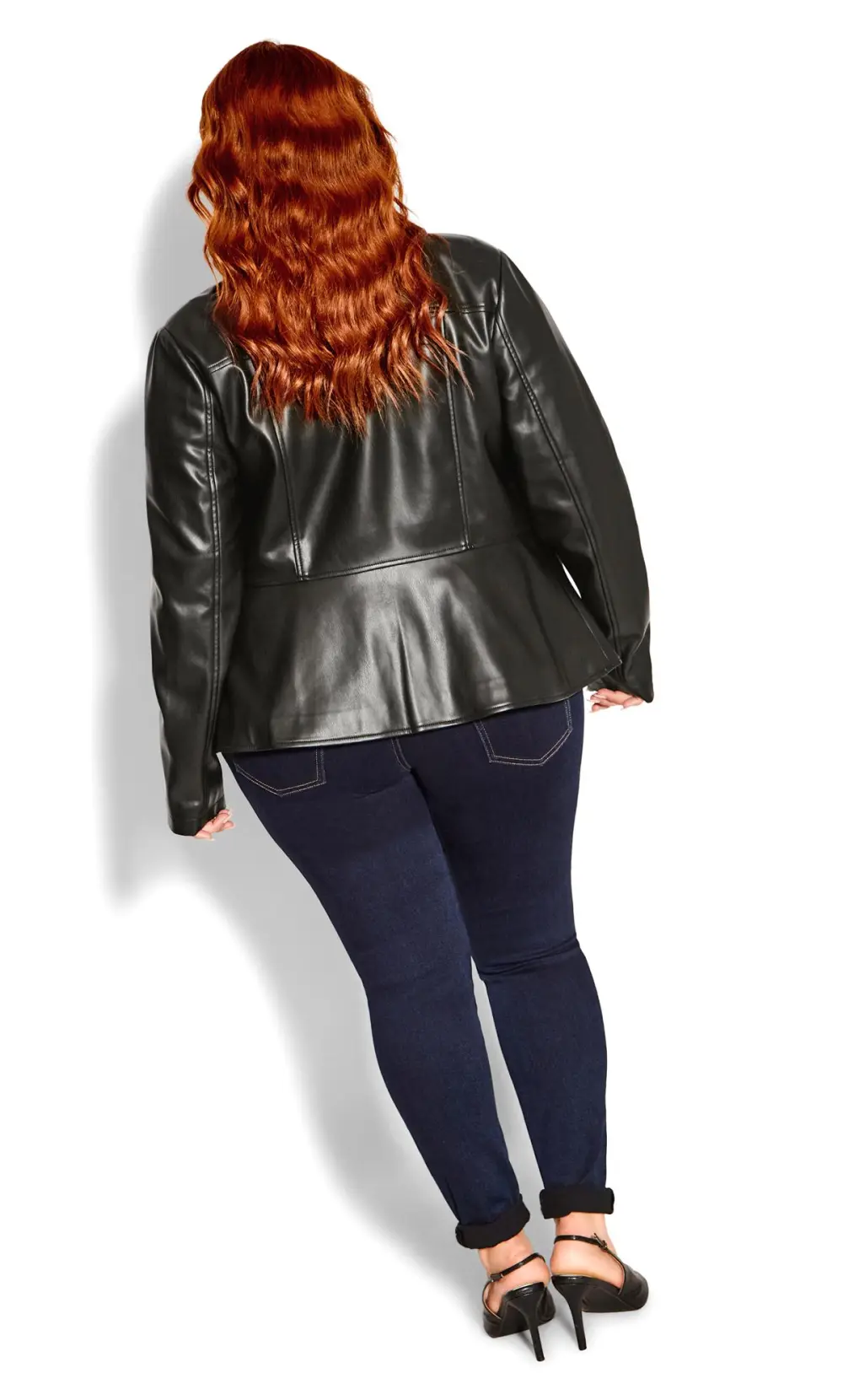 Evans Black Faux Leather Fitted Jacket