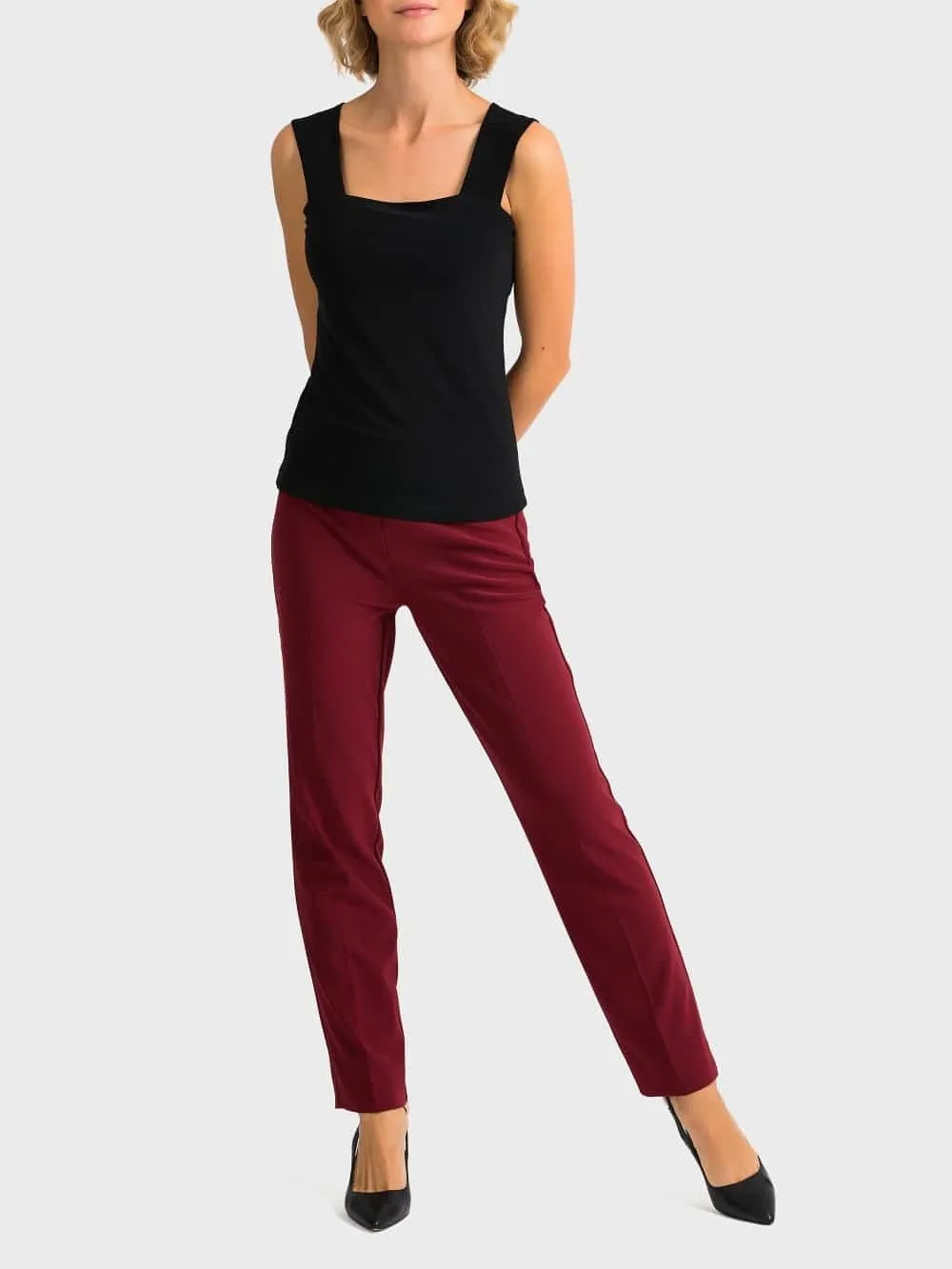 Navy Square - Neck Sleeveless Top