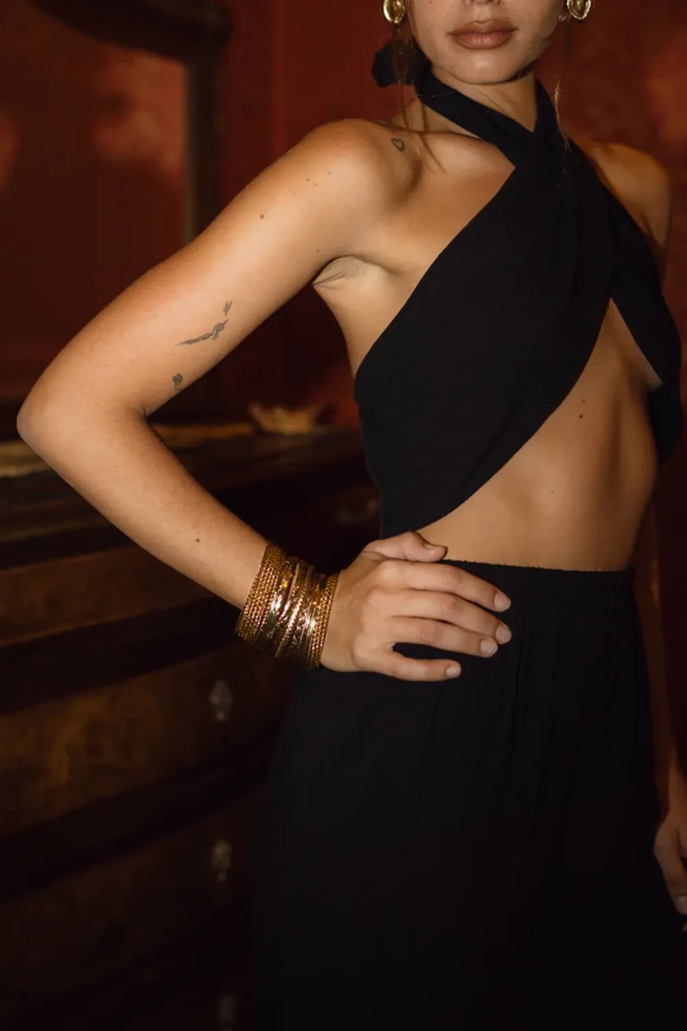 Black Linen Halter Top