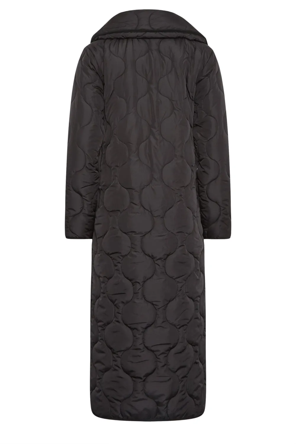 LTS Tall Black Funnel Neck Quilted Coat