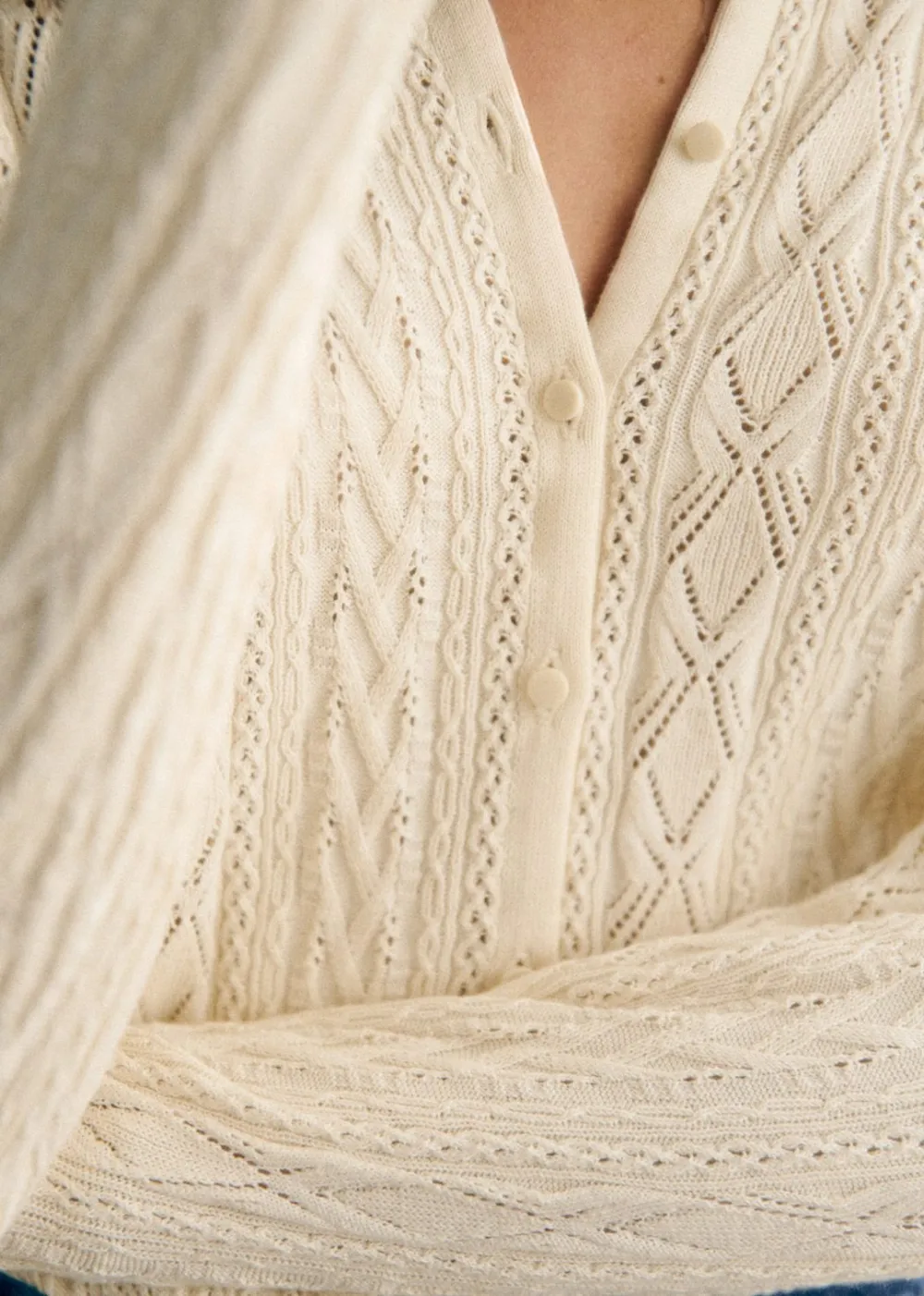 Solid Color Gentle Style Organic Cotton Long Sleeve Cardigan