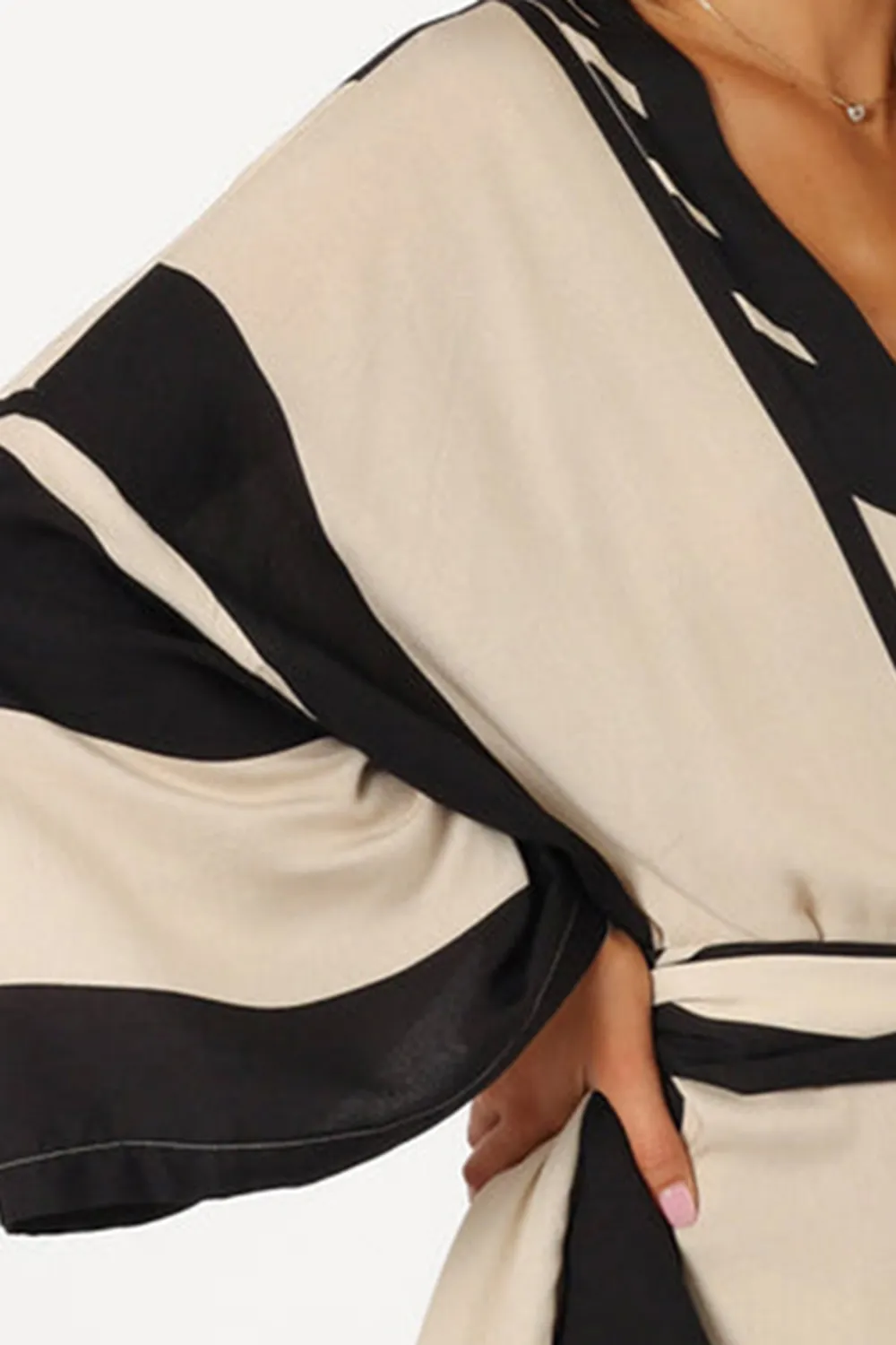 BLACK AND WHITE STRIPES WRAP DRESS