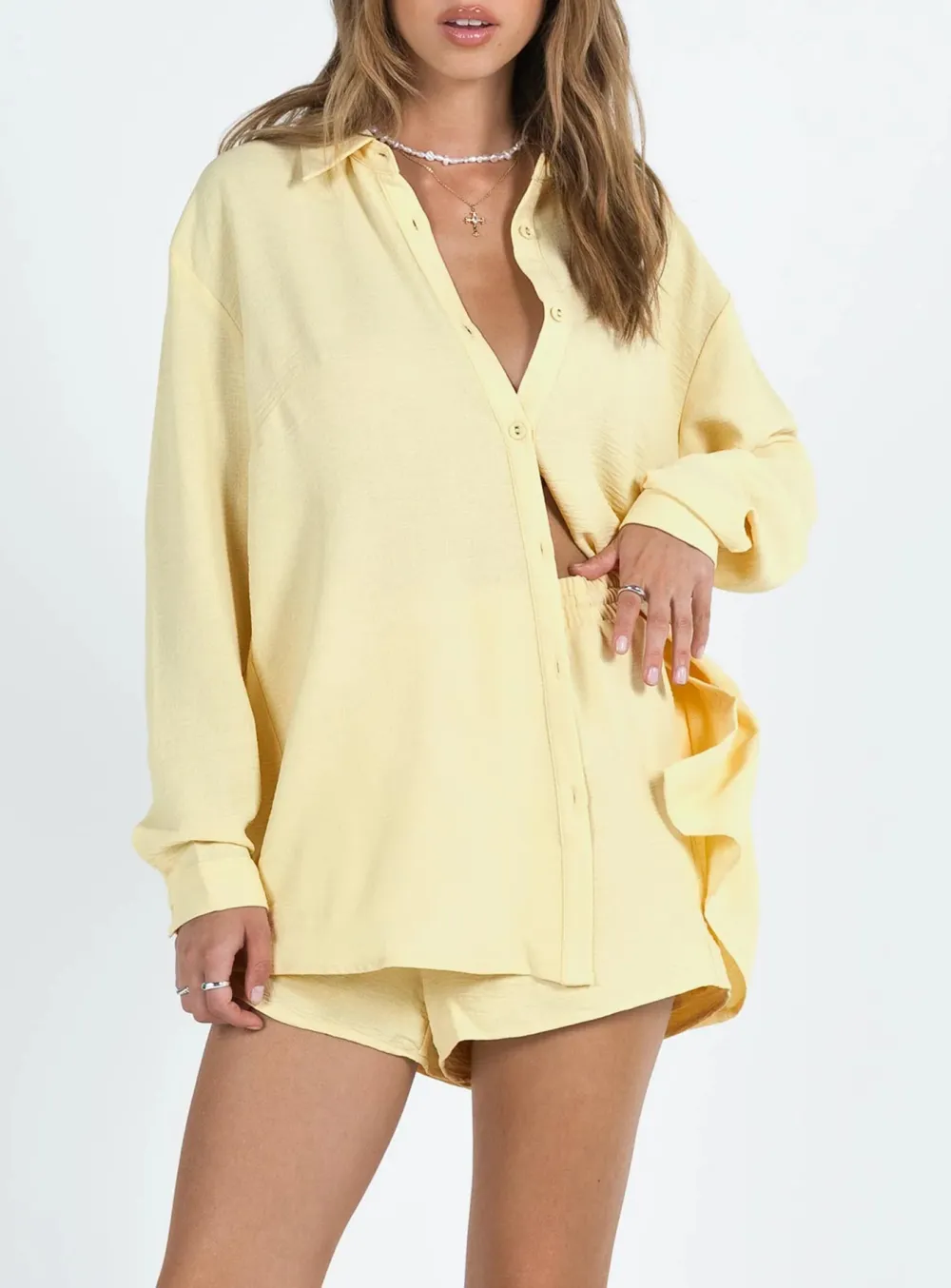 Oversized White Satin Like Shirt