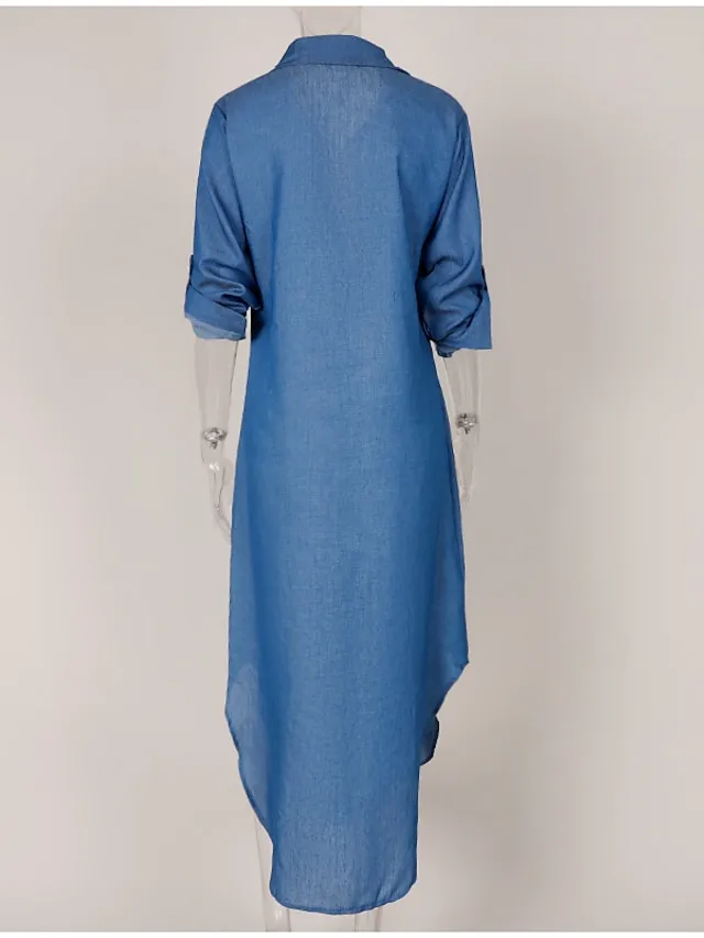 Women's Casual Dress Shirt Dress Casual Dress Geometric Print Button Pocket Shirt Collar Maxi long Dress Basic Casual Outdoor Daily Long Sleeve Regular Fit Leopard Pattern white Black Summer Spring S