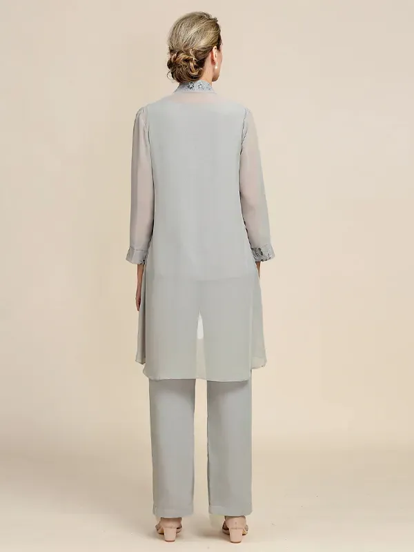 Round Neck Printed Vest Top Trousers Three-piece Suit