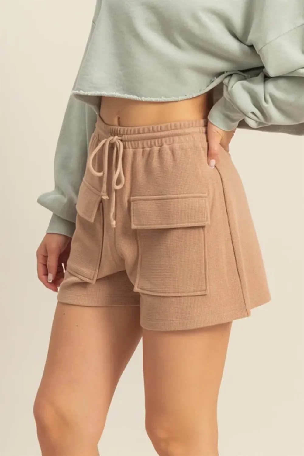 Retro Slim-Fit Pale Brown Shorts