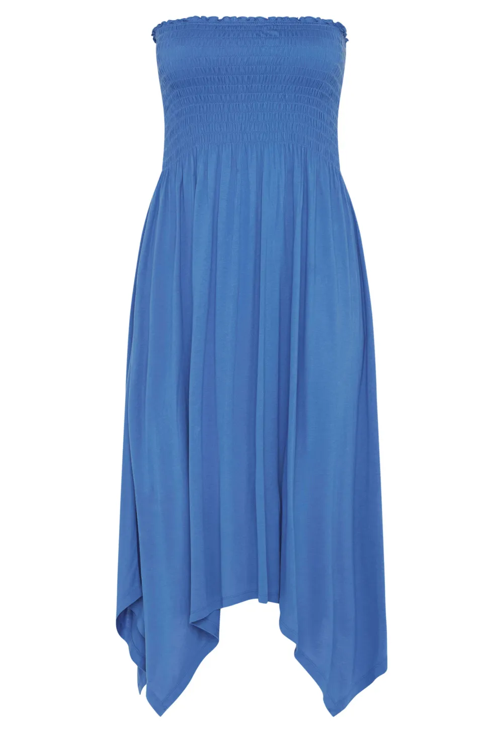 YOURS Curve Cobalt Blue Shirred Bandeau Midi Dress