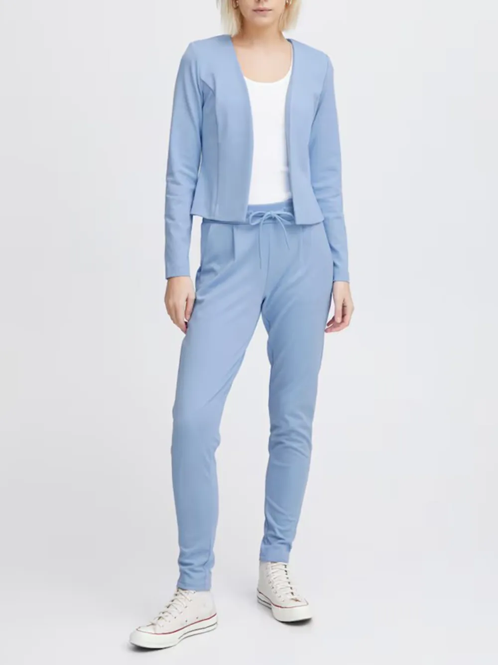 Plain Colored Collarless Blazer