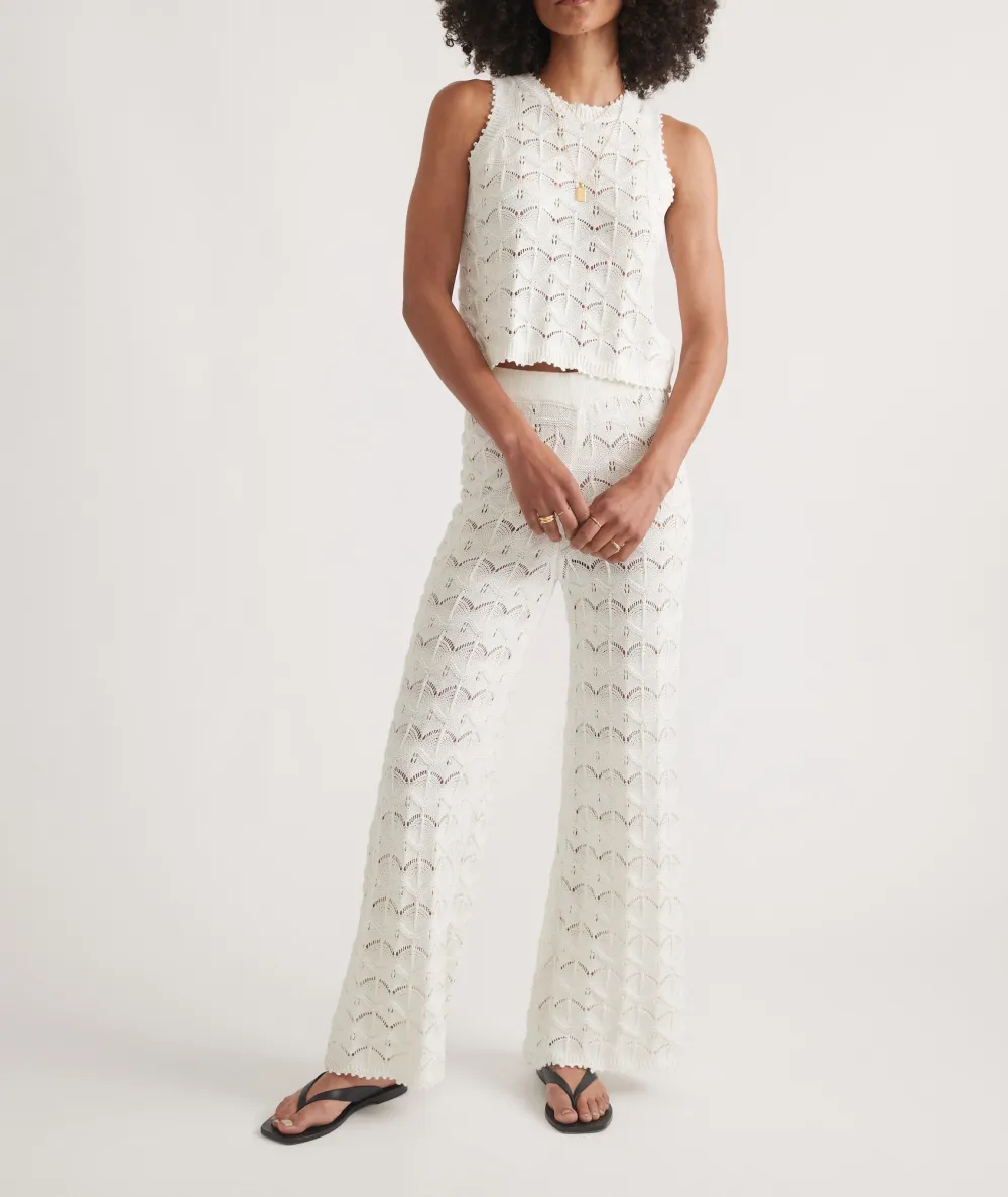 Knit Patterned Wide-Leg Pants