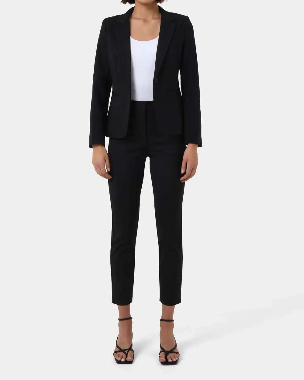 Peak Lapel Collar Suit Jacket -Black