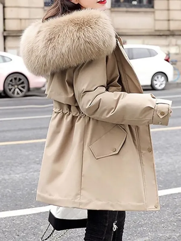 Women's Winter Jacket Winter Coat Parka Hoodie Jacket School Outdoor Street Winter Fall Long Coat Regular Fit Warm Breathable Simple Casual Daily Comfortable Jacket Long Sleeve Solid Color Pure Color