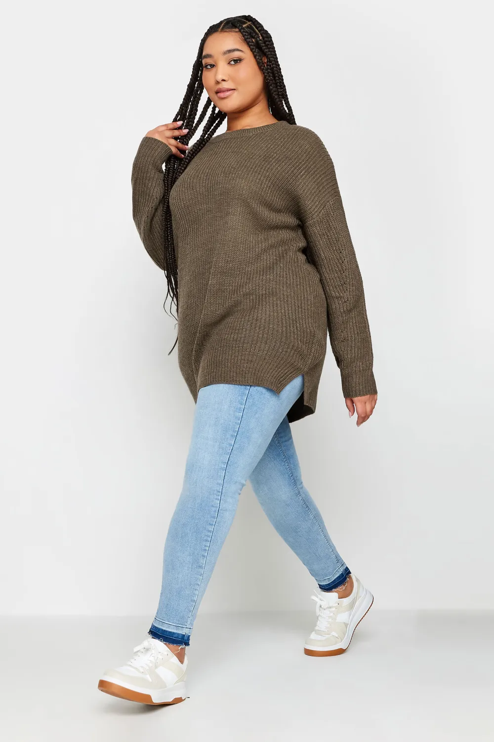 YOURS Curve Brown Ribbed Knit Jumper