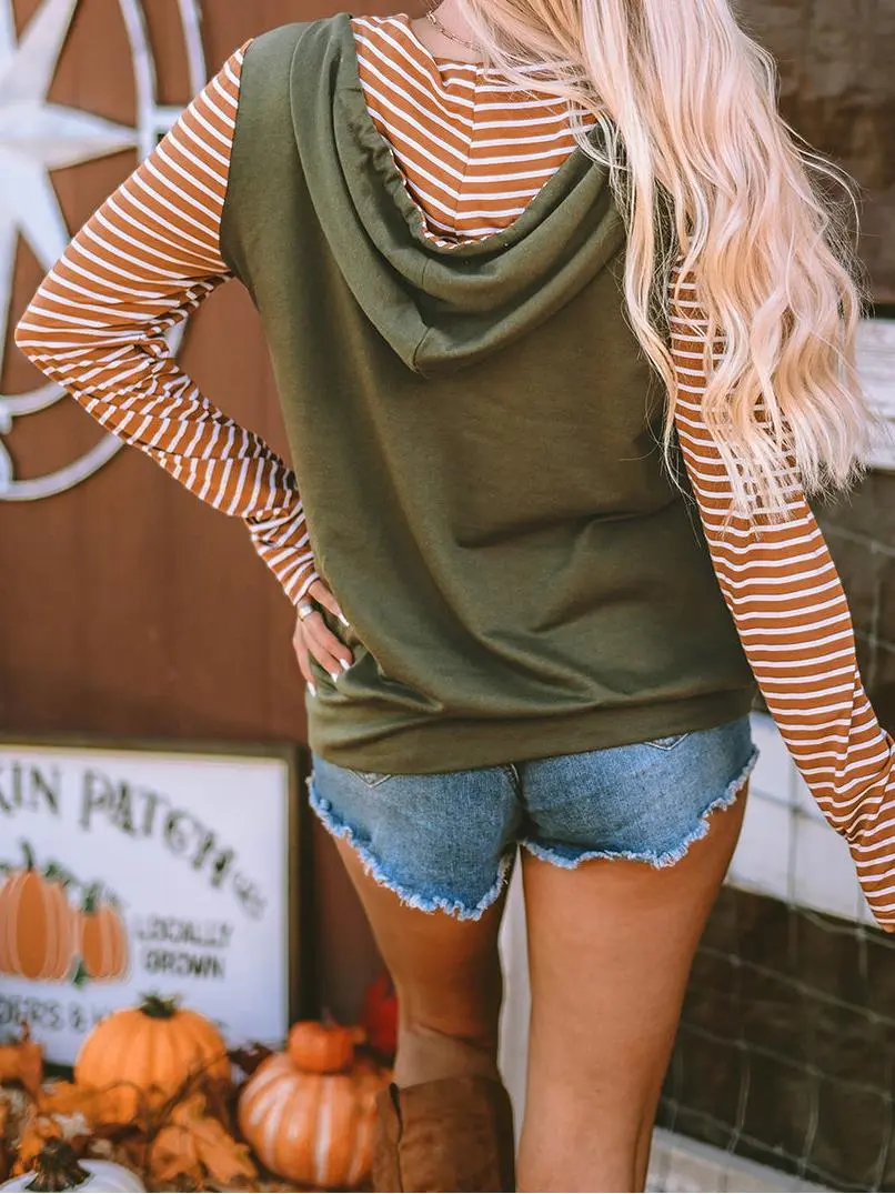 Personal Color Contrast All-Match Striped  Hoodie