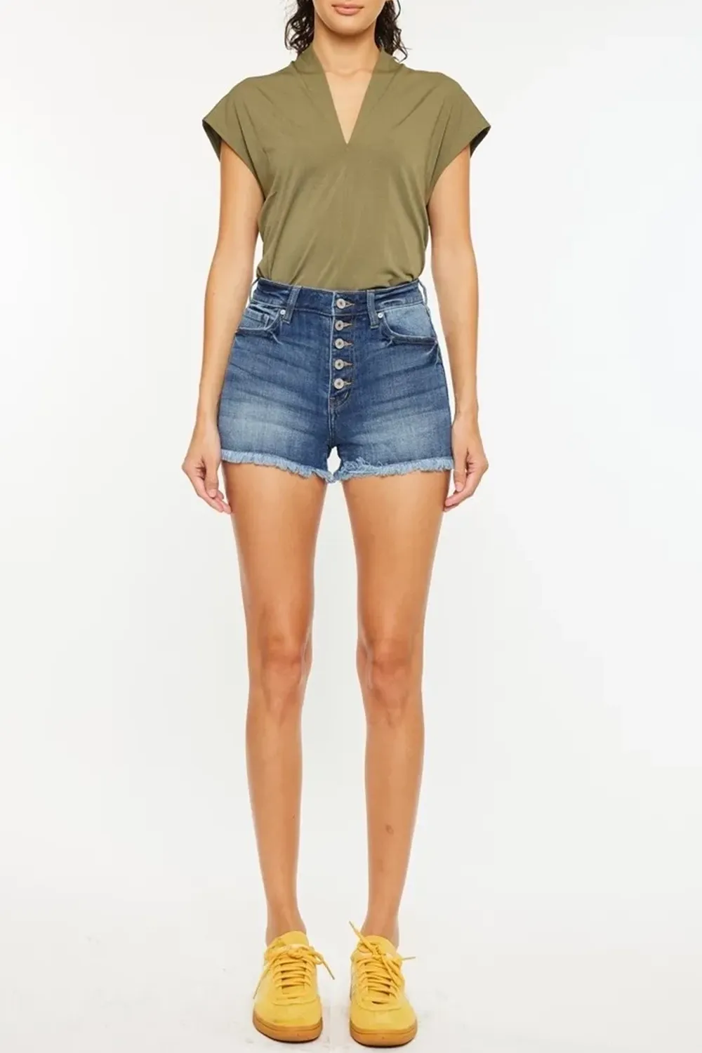 Classic Button Slim-Fit Blue Medium Shorts