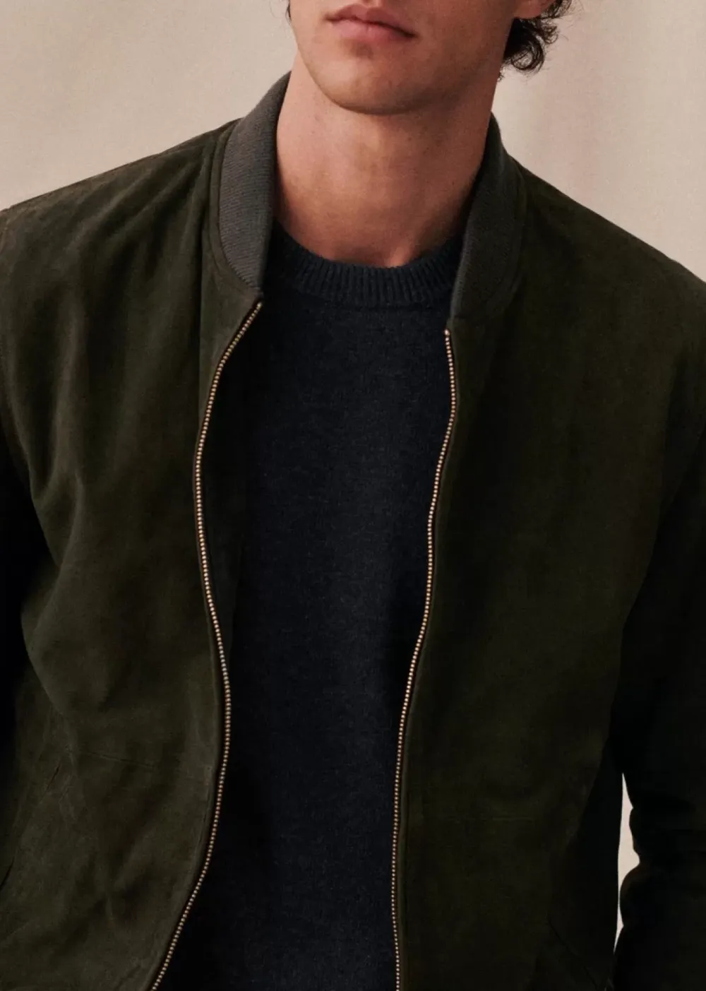 Suede Crew Neck Jackets