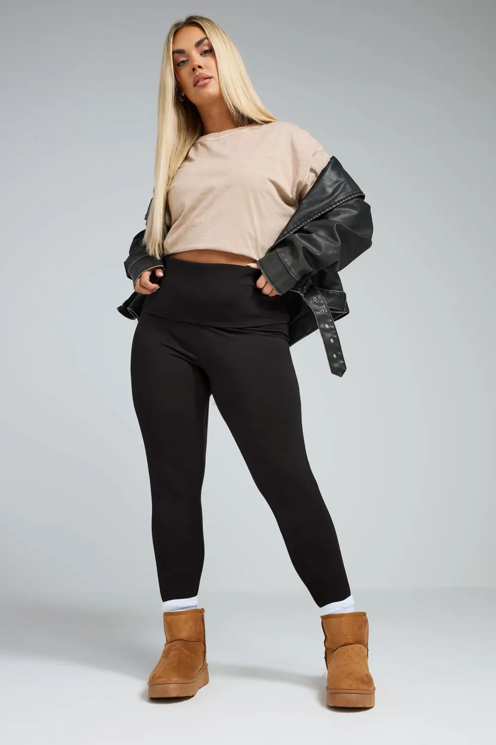 LIMITED COLLECTION Curve Black Fold Over Leggings