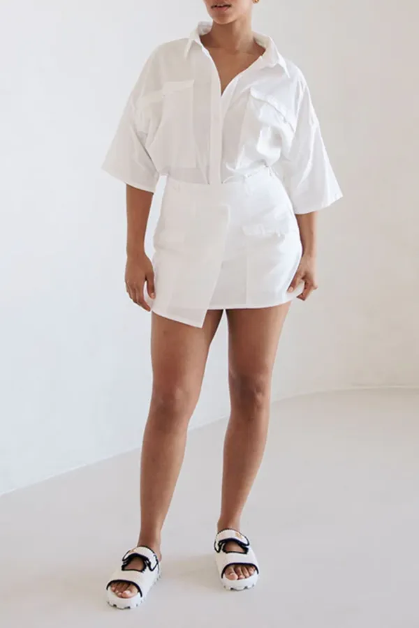 Oversized Button Up Short Sleeve Shirt