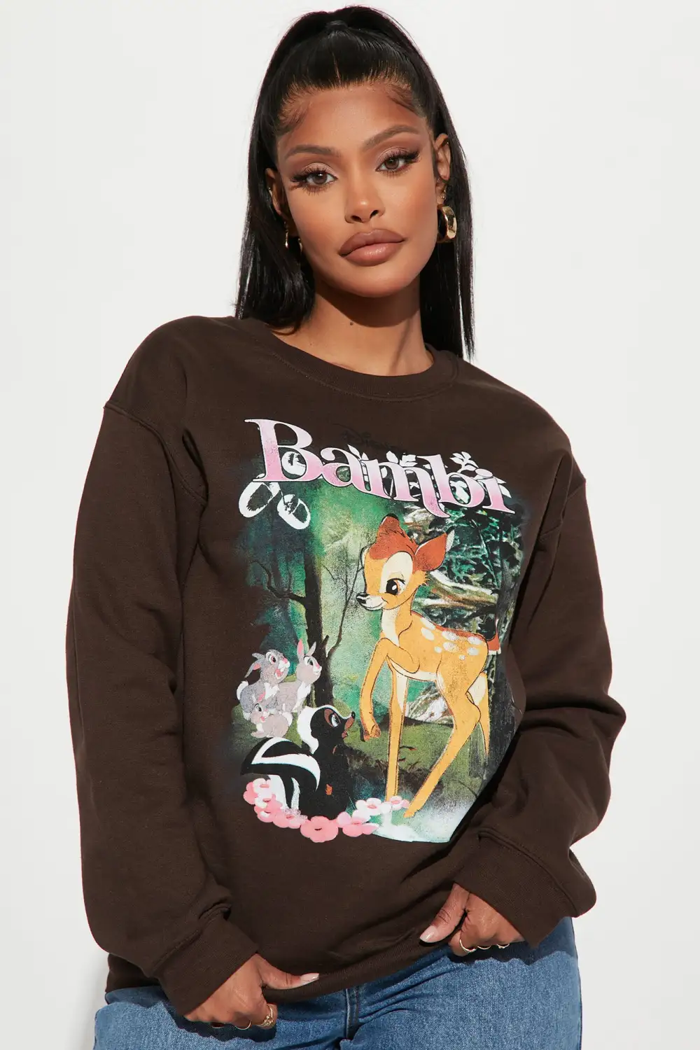 Bambi Crew Neck Sweatshirt - Brown