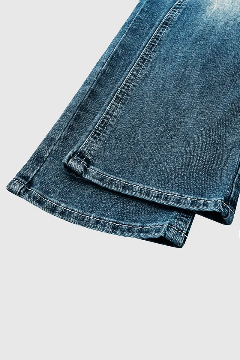 Double Button Mid Waist Bootcut Jeans