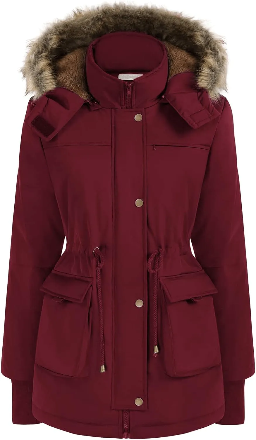 Women's Winter Coats Fleece Parkas Anoraks Hooded Military Jacket Coats M Black