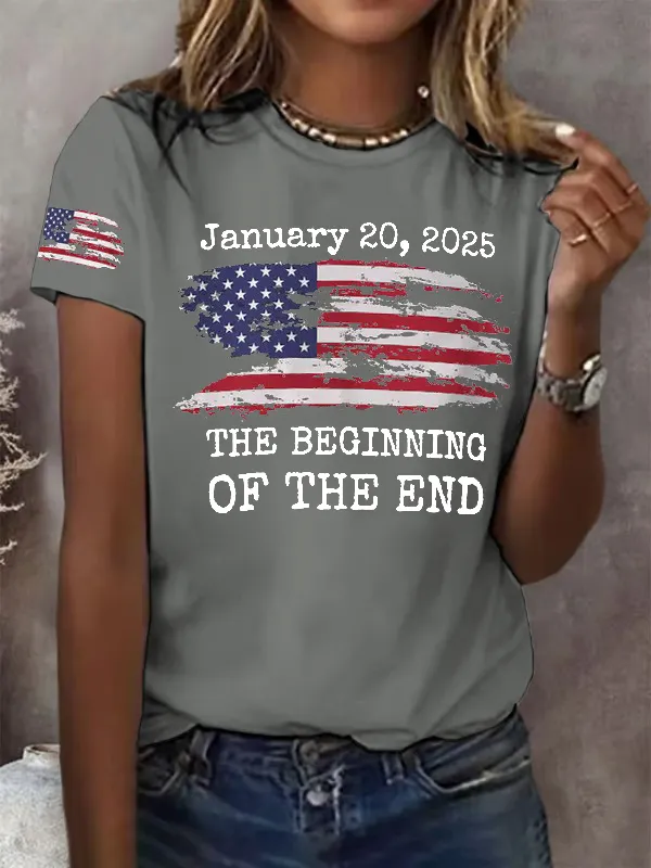 Retro January 20, 2025 The Beginning Of The End Print T-Shirt