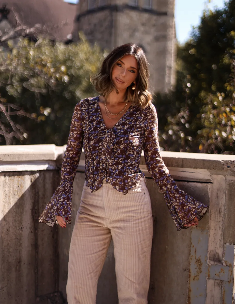 Falling Leaf Floral Top