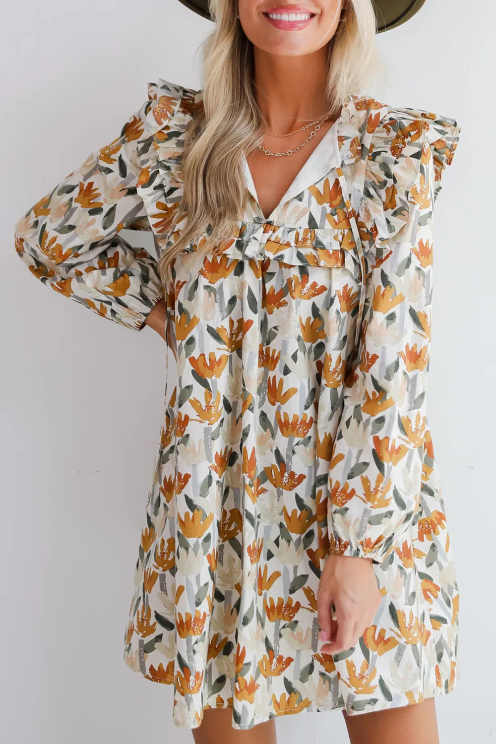 Delightful Crush Cream Floral Mini Dress